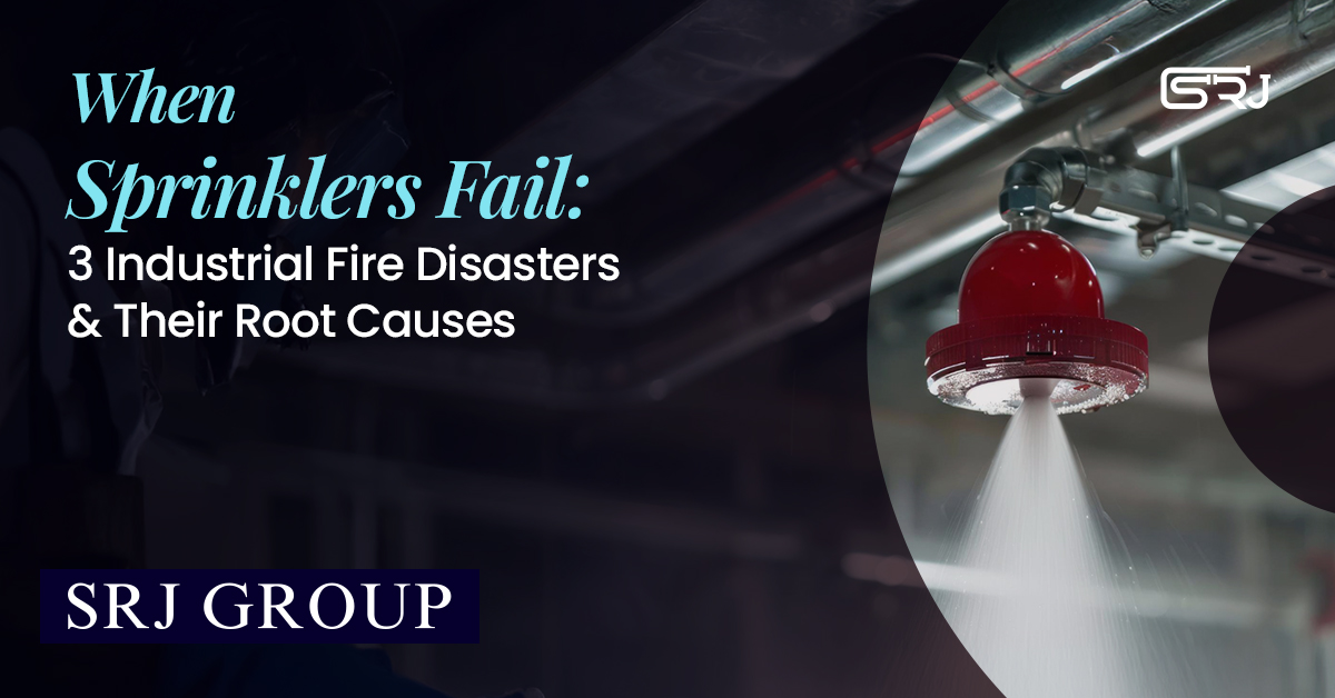 Fire Sprinkler System in Action Highlighting Industrial Safety Failure Risks